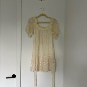 Elegant Cream Lace Mini Dress